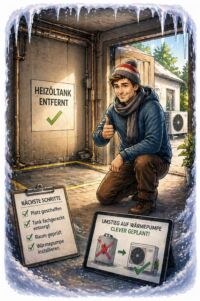 oelheizung-entsorgen-waermepumpe-oeltank Ölheizung entsorgen beim Umstieg auf Wärmepumpe – Tankraum nach Öltankdemontage